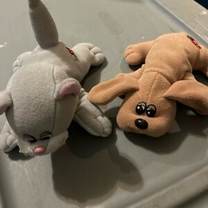 Ty Beanie Buddies Plush Dog and Cat Set - Gray & Tan